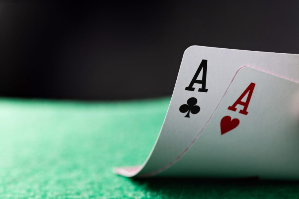 Two aces on gambling table