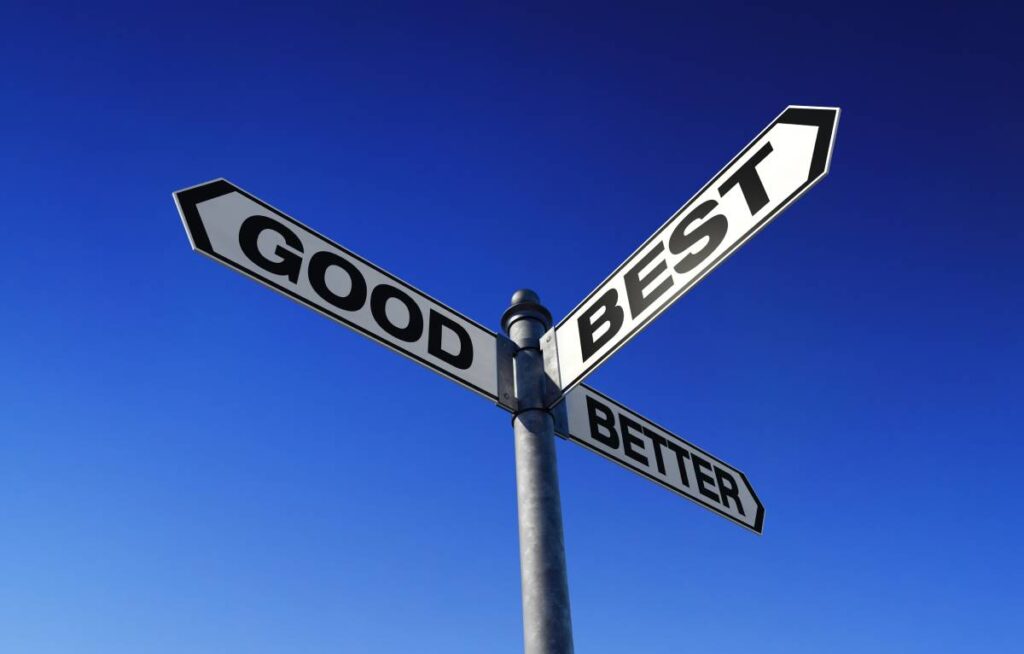 Good, Better, Best Street Sign